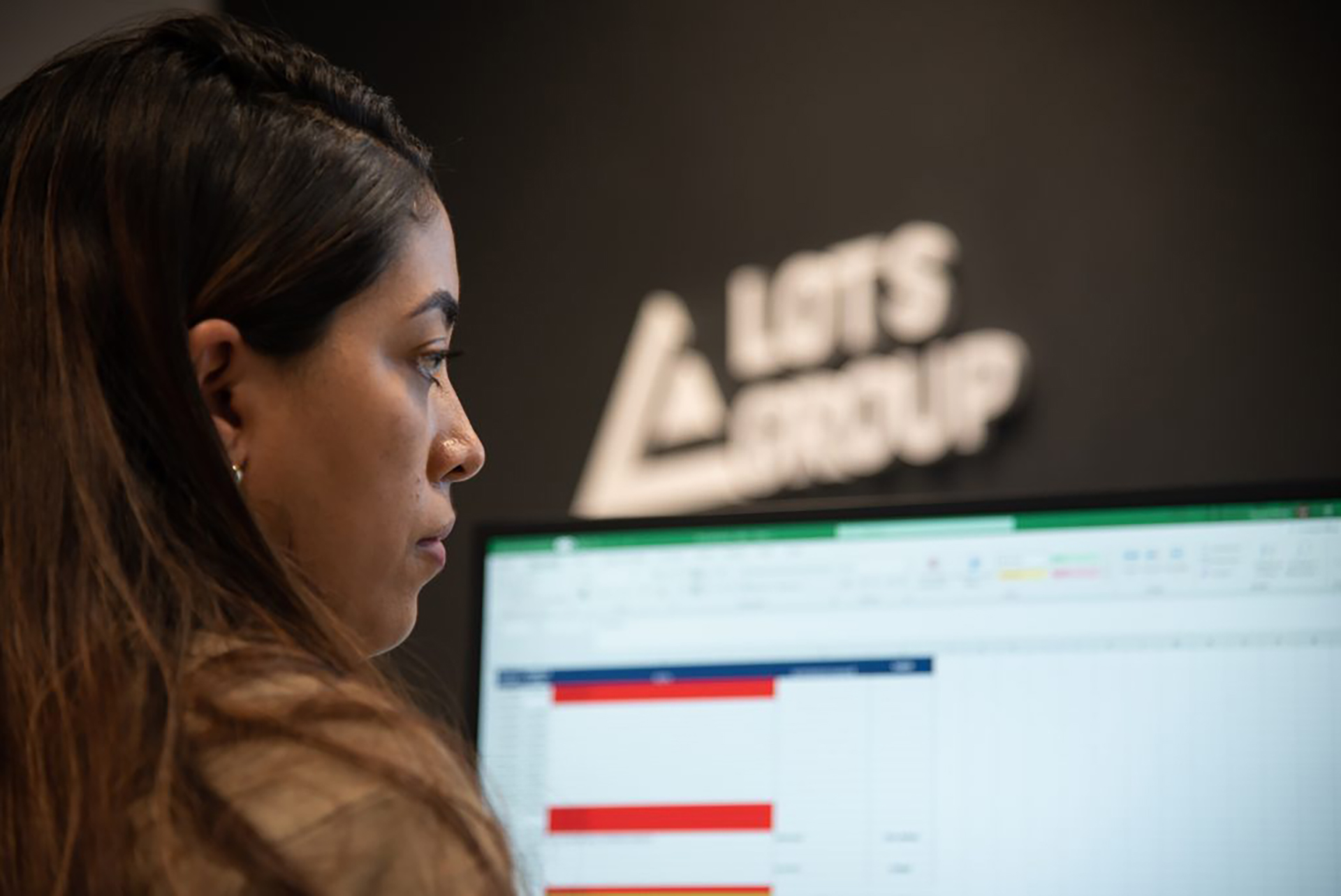 Woman looking working at computer